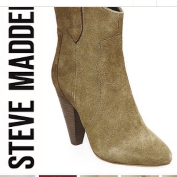 STEVE MADDEN Pettrra Taupe Suede ankle booties 4" heel size 8 - Picture 2 of 15